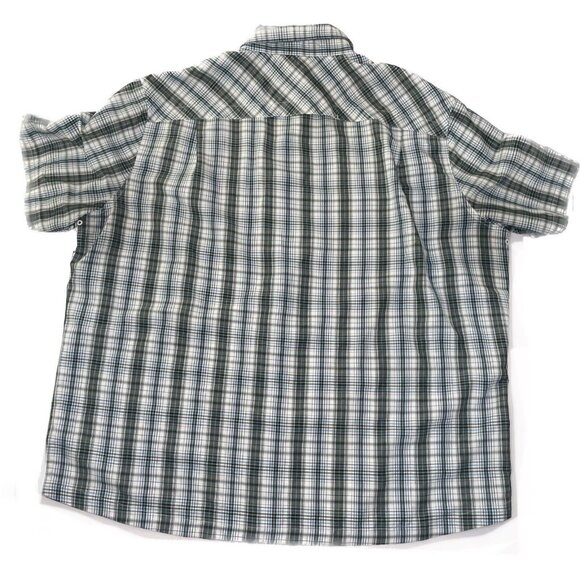 L.L Bean Button Up Shirt Plaid Short Sleeve Double Pockets Zip Men Size XXL Reg - Picture 2 of 7